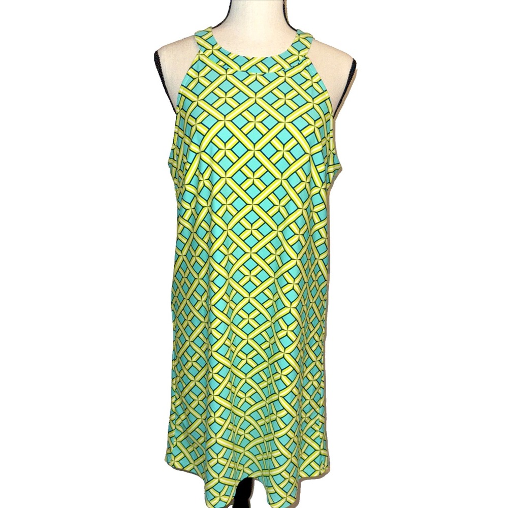 All For Color Geometric Print Dress M Preppy Coastal Resortcore Summer - Picture 2 of 10